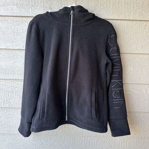 Calvin Klein Performance Womens Med Black Full Zip Fleece Hoodie Logo Athleisure